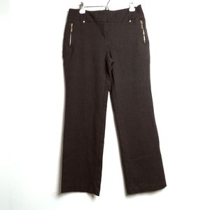 ANNE KLEIN Deep Grey Dress Pant Flat Front Zip Pocket Women's Size 12
